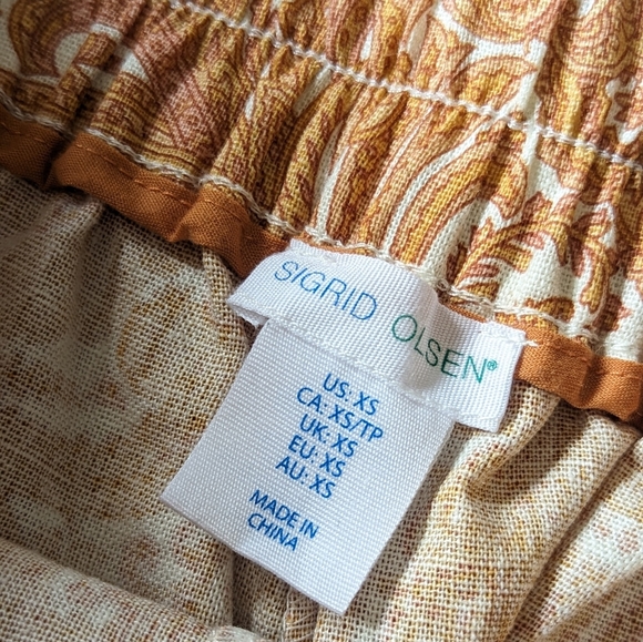 Sigrid Olsen palazzo pants, orange paisley, size extra small. - Picture 5 of 7